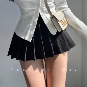 HELIAR Women Pleated Skirt with Shorts Sexy High Waist Irregular White Black A-line Gyaru Tennis extreme Mini Skirt School 2024 - Image 4