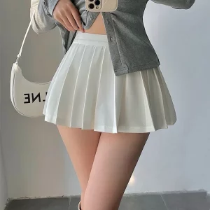 HELIAR Women Pleated Skirt with Shorts Sexy High Waist Irregular White Black A-line Gyaru Tennis extreme Mini Skirt School 2024 - Image 6