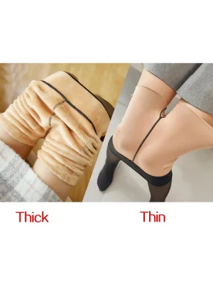 Woman Thermal Tights Sexy Translucent Fleece Leggings Pantyhose Slim Winter Warm Thick Velvet Stockings Female Streetwear Pants - Image 2