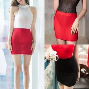 Elastic Wrap Mini Skirt for Women High Wiast Sexy Short White Black Long Tight Silk Pencil Skirts See Through Nightwear Clubwear - Image 6