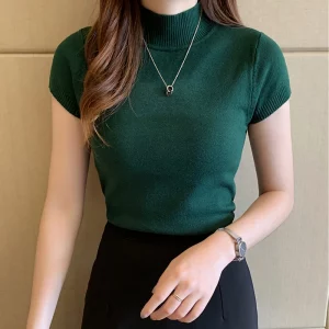 Casual Women Clothing Korean Knitted Women Top Blusas Mujer De Moda Spring Summer New Solid Slim Turtleneck Blouse Blusas 8622 - Image 3