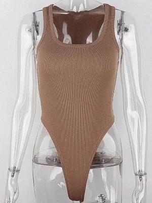 Sleeveless Knit Bodysuit Hot Summer Sexy Bodycon Off Shoulder Halter Tops Casual Street Bodice For Women ClubWear - Image 6