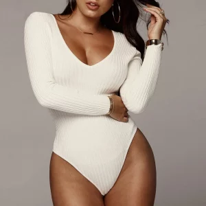 Sexy Bodys Solid Color Off Shoulder Bodysuit Skinny Long Sleeve Bodysuits Woman Clothes Chic Mujer Autumn Tops Women Y2k боди - Image 2