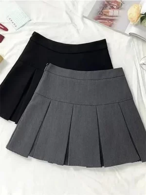 Vintage Gray Pleated Skirt Women Kawaii High Waist Mini Skirts Korean Fashion School Uniform Harajuku Streetwear Spring - Image 6