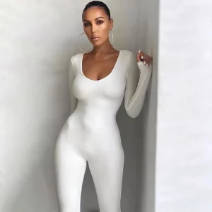 Dulzura Women 2024 Autumn Winter Long Sleeve Bodycon Streetwear Jumpsuit Overall One Piece Outfit Wholesale Items for Business - Image 2
