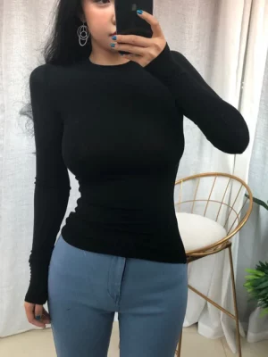 Thin Summer Top Sexy T Shirt Women Elasticity T-Shirt Korean Style Woman Clothes Slim Tshirt Female Casual Long Sleeve Tops - Image 4