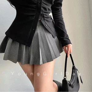 HELIAR Women Pleated Skirt with Shorts Sexy High Waist Irregular White Black A-line Gyaru Tennis extreme Mini Skirt School 2024 - Image 5
