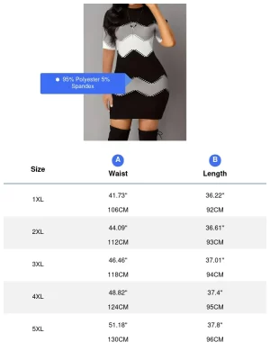 Plus Size Casual Dress Women's Large-Color Block Striped Print Long-Sleeved Crew Neck Dress Spring / Summer Black Style Dress - Image 4