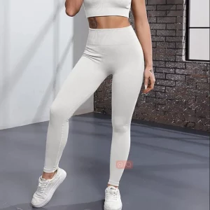 Thread Solid Leggings Women Seamless Knit Yoga Pants High Waist Hip Liftting Tights Fashion Slim Workout Running Sports Leggings - Image 4