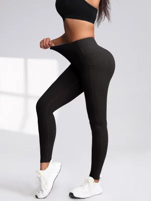CHRLEISURE 2.0 Pockets Gym Leggings Women Fitness High Waist ActivewearSolid Color Sporty Leggings Women Running Outdoors Pants - Image 5