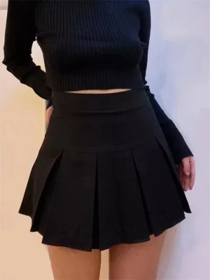 Vintage Gray Pleated Skirt Women Kawaii High Waist Mini Skirts Korean Fashion School Uniform Harajuku Streetwear Spring - Image 2