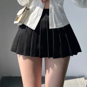 HELIAR Women Pleated Skirt with Shorts Sexy High Waist Irregular White Black A-line Gyaru Tennis extreme Mini Skirt School 2024 - Image 3
