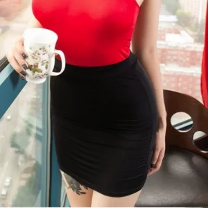 Elastic Wrap Mini Skirt for Women High Wiast Sexy Short White Black Long Tight Silk Pencil Skirts See Through Nightwear Clubwear - Image 4