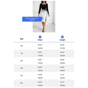 Plus Size Women's Elegant Dress Geometric Pattern Color Contrast Printed Long-Sleeve Bag Buttock Slit Elastic Dress - Image 5