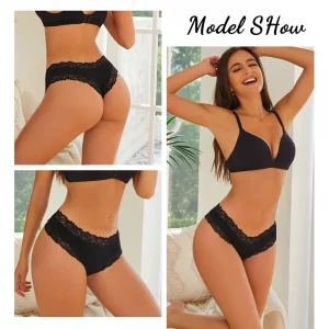 3PCS Lace Seamless Cotton Panties Ribbed Brazilian Pants Low Waist Women Panties Breathable Girls Underwear Plus Size Lingerie - Image 2
